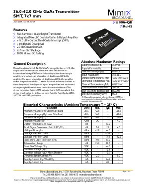 XU1006-QB-0N0T Datasheet PDF Mimix Broadband