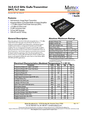 XU1006-QB-0L0T Datasheet PDF Mimix Broadband