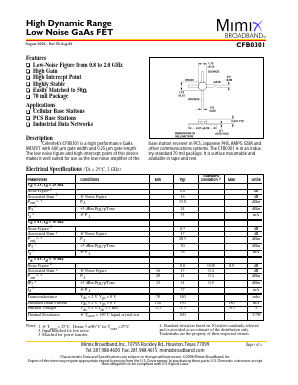 CFB0301 Datasheet PDF Mimix Broadband