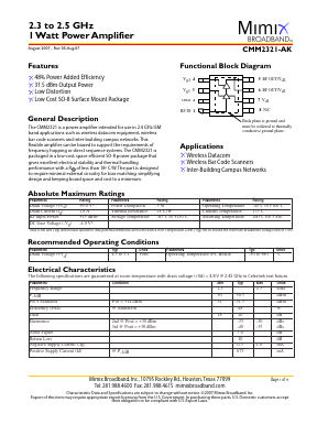 CMM2321 Datasheet PDF Mimix Broadband