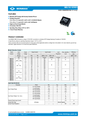 MBU100 Datasheet PDF Minmax Technology Co., Ltd.