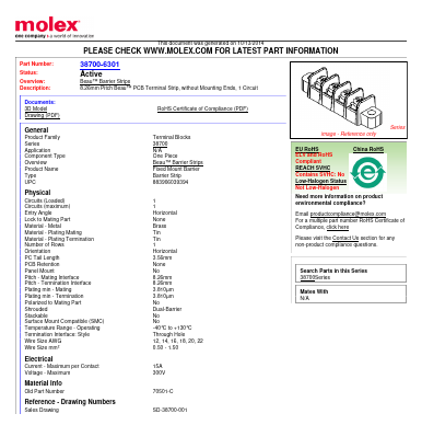 38700-6301 Datasheet PDF Molex Connectors