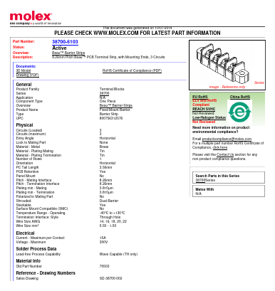 38700-6103 Datasheet PDF Molex Connectors