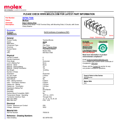 38700-7306 Datasheet PDF Molex Connectors