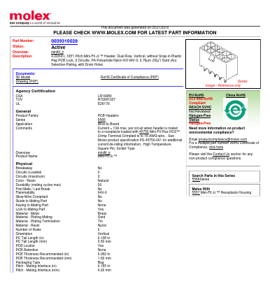 0039310028 Datasheet PDF Molex Connectors