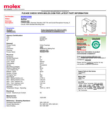 1625-06R Datasheet PDF Molex Connectors