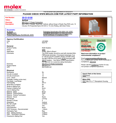 5566-10B-210 Datasheet PDF Molex Connectors