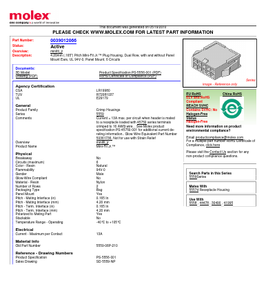 0039012066 Datasheet PDF Molex Connectors