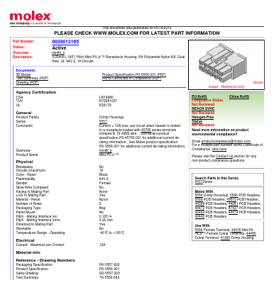 5557-16R-BL Datasheet PDF Molex Connectors