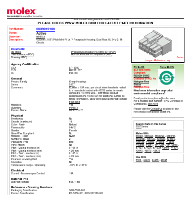 0039012180 Datasheet PDF Molex Connectors