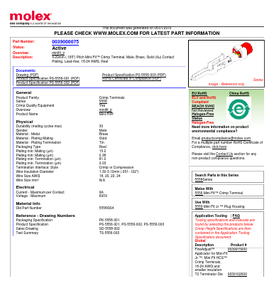 5558GS4 Datasheet PDF Molex Connectors