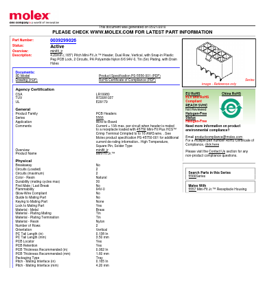 39-29-9026 Datasheet PDF Molex Connectors