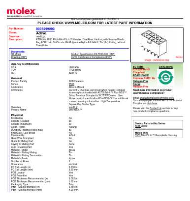 39-29-9203 Datasheet PDF Molex Connectors