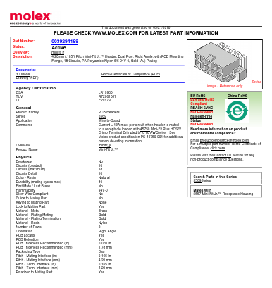 39-29-4189 Datasheet PDF Molex Connectors