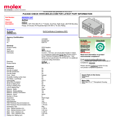 39-29-1247 Datasheet PDF Molex Connectors