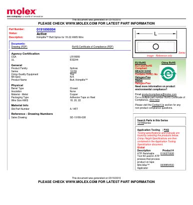 A-145T Datasheet PDF Molex Connectors
