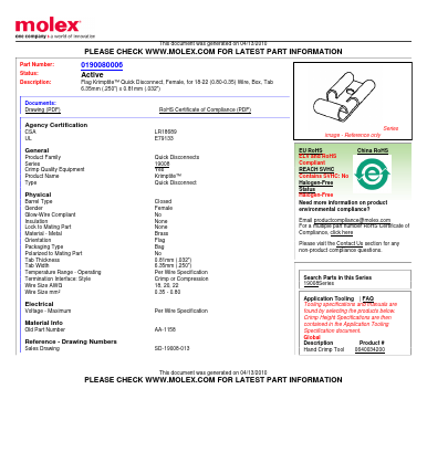 AA-1158 Datasheet PDF Molex Connectors
