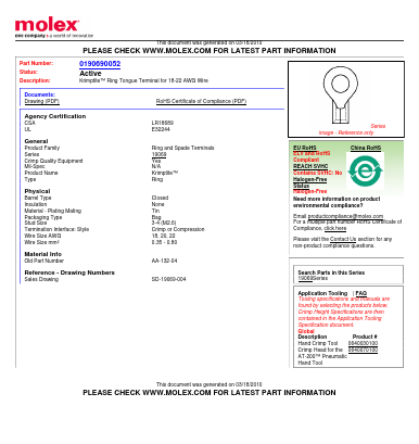 AA-132-04 Datasheet PDF Molex Connectors