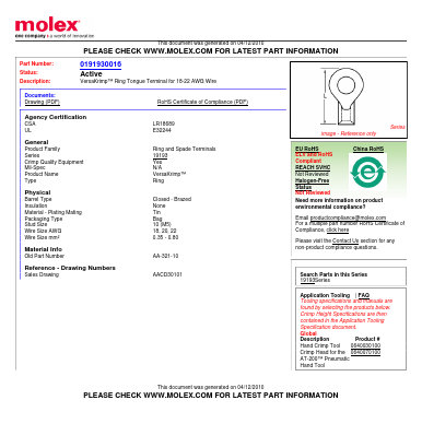 AA-321-10 Datasheet PDF Molex Connectors
