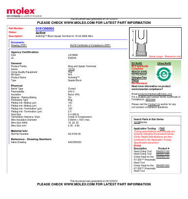 AA-8109-04 Datasheet PDF Molex Connectors