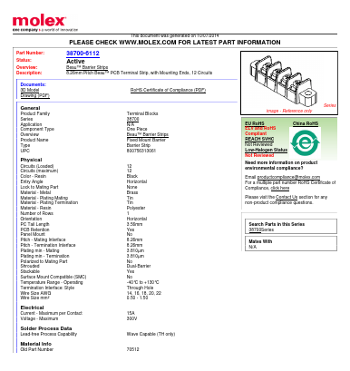 38700-6112 Datasheet PDF Molex Connectors