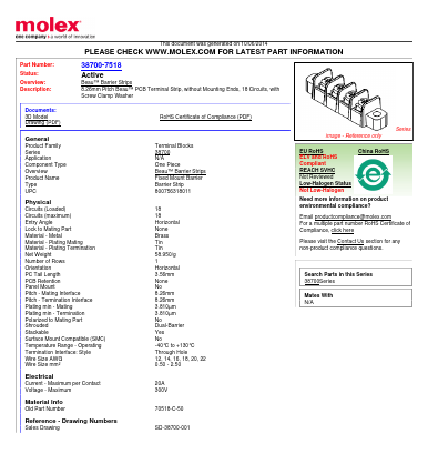 0387007518 Datasheet PDF Molex Connectors