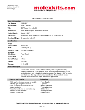 11-02-0001 Datasheet PDF MolexKits
