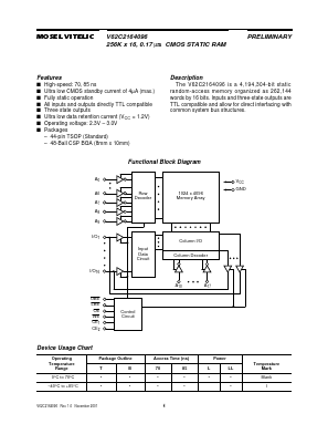 V62C2164096L-70T Datasheet PDF Mosel Vitelic, Corp