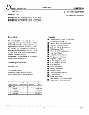 MSU2956 Datasheet PDF Mosel Vitelic, Corp