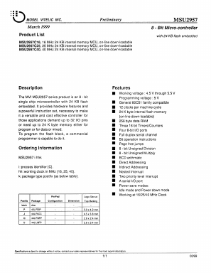 MSU2957 Datasheet PDF Mosel Vitelic, Corp