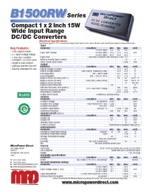 B1500RW Datasheet PDF MicroPower Direct, LLC