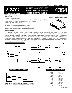 MSK4354 Datasheet PDF M.S. Kennedy Corporation