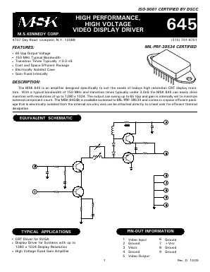 MSK645B Datasheet PDF M.S. Kennedy Corporation