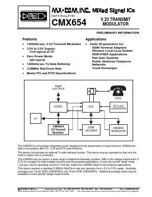 CMX654D4 Datasheet PDF MX-COM Inc 