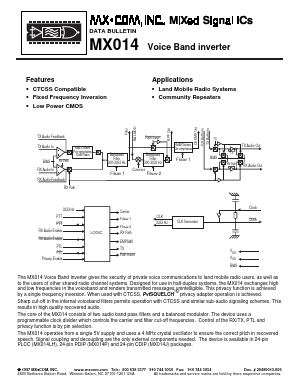 MX014 Datasheet PDF MX-COM Inc 