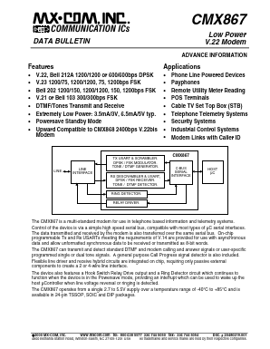 MX867E2 Datasheet PDF MX-COM Inc 