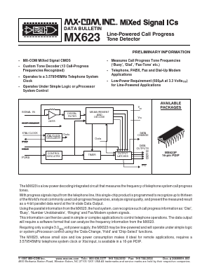 MX623 Datasheet PDF MX-COM Inc 