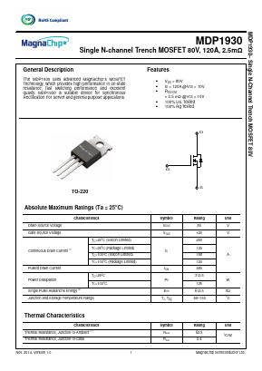 MDP1930TH Datasheet PDF MagnaChip Semiconductor
