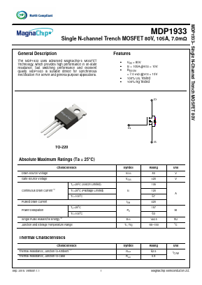MDP1933 Datasheet PDF MagnaChip Semiconductor