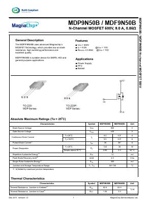 MDP9N50B Datasheet PDF MagnaChip Semiconductor