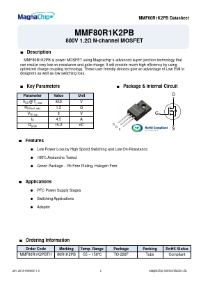 MMF80R1K2PBTH Datasheet PDF MagnaChip Semiconductor