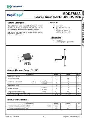 MDD3752A Datasheet PDF MagnaChip Semiconductor
