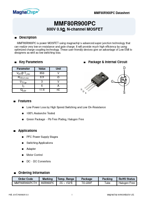 80R900PC Datasheet PDF MagnaChip Semiconductor