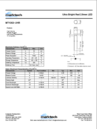 MT1363-UHR Datasheet PDF Marktech Optoelectronics