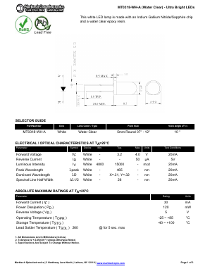 MT0318-WH-A Datasheet PDF Marktech Optoelectronics