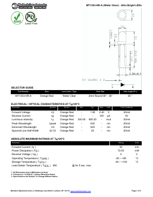 MT1303-HR-A Datasheet PDF Marktech Optoelectronics