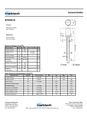 MTE8081N Datasheet PDF Marktech Optoelectronics