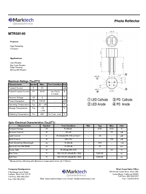 MTRS6140 Datasheet PDF Marktech Optoelectronics