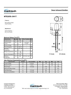 MTE2050-OH1T Datasheet PDF Marktech Optoelectronics