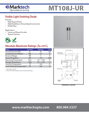 MT108J-UR Datasheet PDF Marktech Optoelectronics